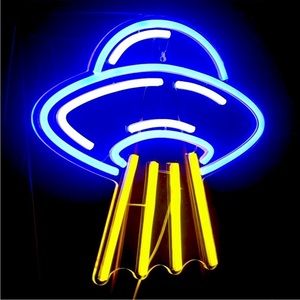 Alien UFO Blue Yellow Neon Room Decor LED Sign Birthday/Party/Festival/Kids Room